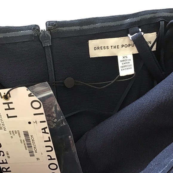 Dress The Population Kai Blue Split Front Gown With Straps Size XS - Picture 6 of 7